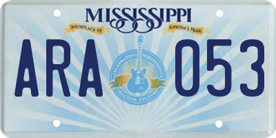 MS license plate ARA053