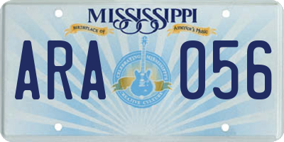 MS license plate ARA056