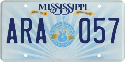 MS license plate ARA057
