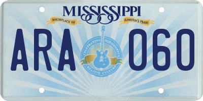 MS license plate ARA060