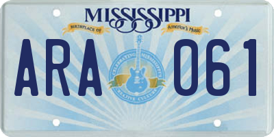 MS license plate ARA061