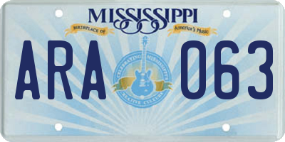 MS license plate ARA063