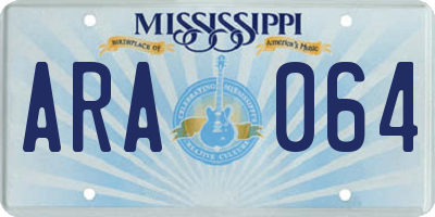 MS license plate ARA064