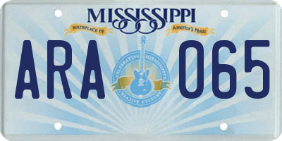 MS license plate ARA065