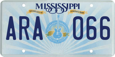 MS license plate ARA066