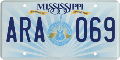 MS license plate ARA069