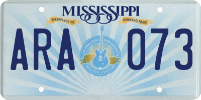 MS license plate ARA073