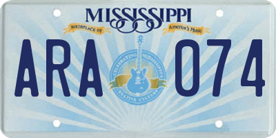 MS license plate ARA074