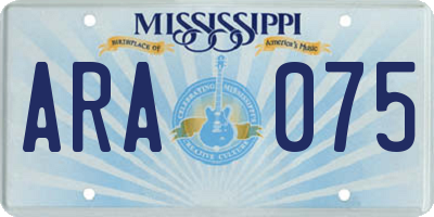 MS license plate ARA075