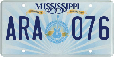 MS license plate ARA076