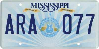 MS license plate ARA077