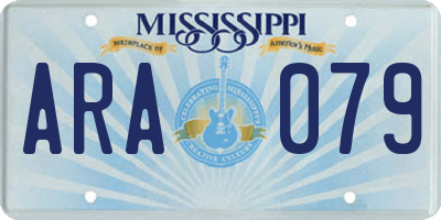 MS license plate ARA079