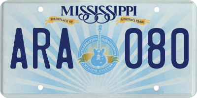 MS license plate ARA080
