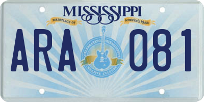 MS license plate ARA081