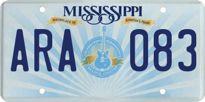 MS license plate ARA083