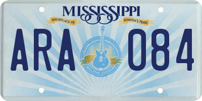 MS license plate ARA084
