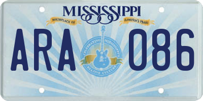 MS license plate ARA086