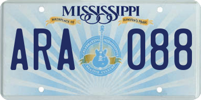 MS license plate ARA088