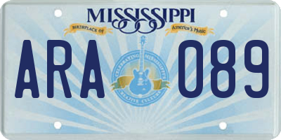 MS license plate ARA089