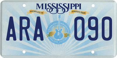 MS license plate ARA090