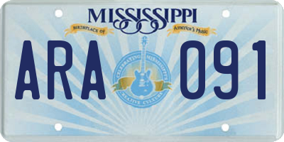 MS license plate ARA091