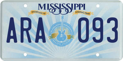 MS license plate ARA093