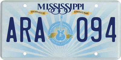 MS license plate ARA094