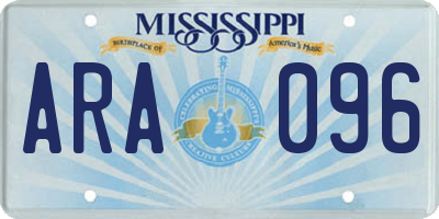 MS license plate ARA096