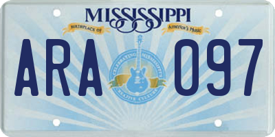 MS license plate ARA097