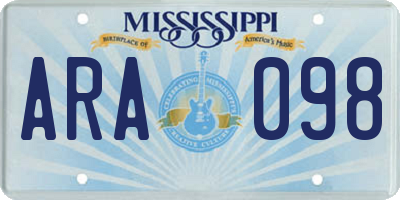 MS license plate ARA098