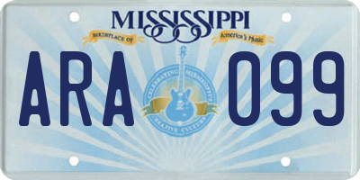 MS license plate ARA099