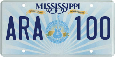 MS license plate ARA100
