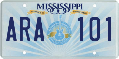 MS license plate ARA101