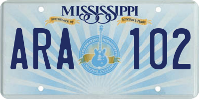 MS license plate ARA102