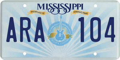 MS license plate ARA104