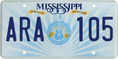 MS license plate ARA105