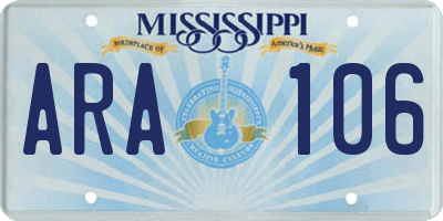 MS license plate ARA106