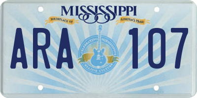 MS license plate ARA107
