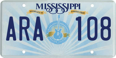 MS license plate ARA108