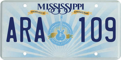 MS license plate ARA109