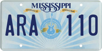 MS license plate ARA110