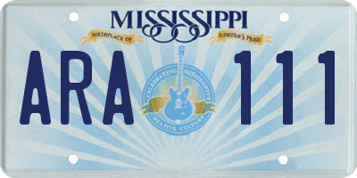 MS license plate ARA111