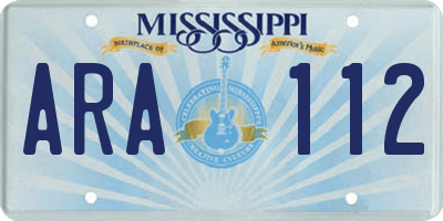 MS license plate ARA112