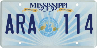 MS license plate ARA114