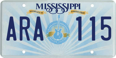 MS license plate ARA115