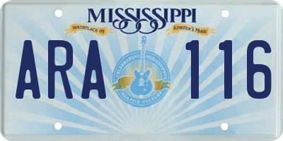 MS license plate ARA116