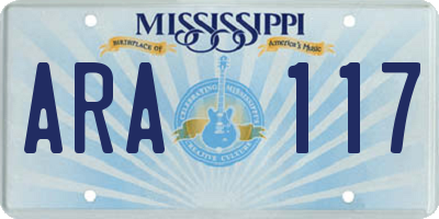 MS license plate ARA117
