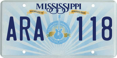 MS license plate ARA118