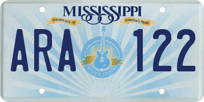 MS license plate ARA122