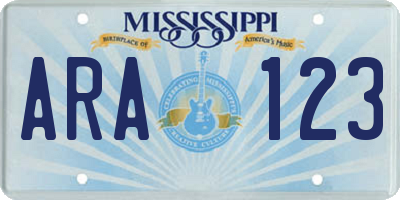 MS license plate ARA123